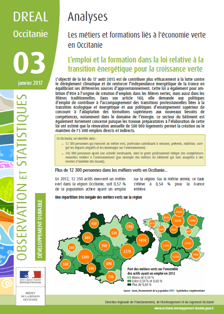 emploi et formations de l'écnomie verte en Occitanie
