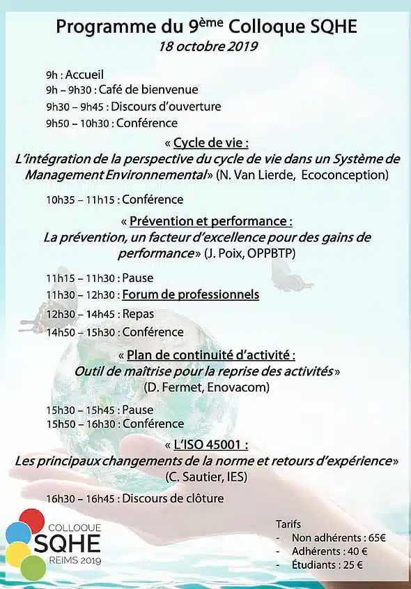 programme colloque métiers QSE